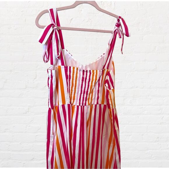 NEW H&M striped midi dress with tie straps - Picture 3 of 9